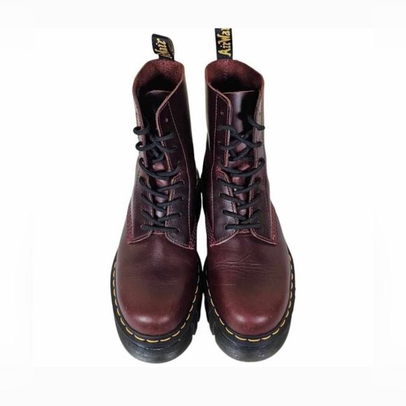 Dr. Martens Audrick Burgundy  Leather Platform Boots Size 39 US 8 - Picture 3 of 14